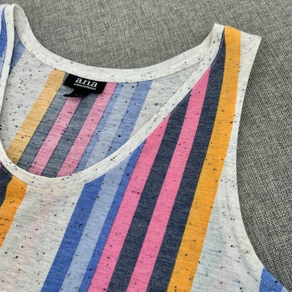 a.n.a. A Approach Striped Top Medium Shark Bite Scoop Neck Sleeveless Soft Flowy - Picture 10 of 13